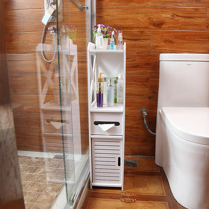 Floor Standing Storage Cabinet | Waterproof PVC | Bathroom & Toilet Rack | 80x20x18cm|Tissue Drawer|Bathroom Organization|Tissue Holder|Storage Shelves