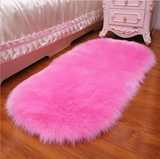 Solid Color Luxury Plush Carpet | Washable Faux Fur | 50x50x2 cm | White and Pink