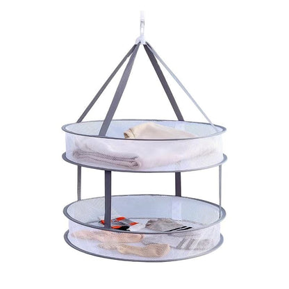 Clothes Drying Basket | Thickened Anti-Deformation Hanging Net Pocket | Double Layer Drying Rack for Socks and Small Items