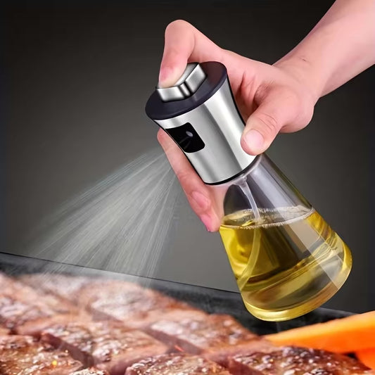 Borosilicate Glass Oil Sprayer | 200ml Stainless Steel Pressurized Spray Bottle - Kitchen & BBQ Essentials