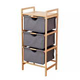 Bamboo Organizer Rack | 3-Tier Storage Rack | 13" x 17.3" x 37.8" | Bamboo Laundry Basket Clothes Cabinet Organizer Shelf