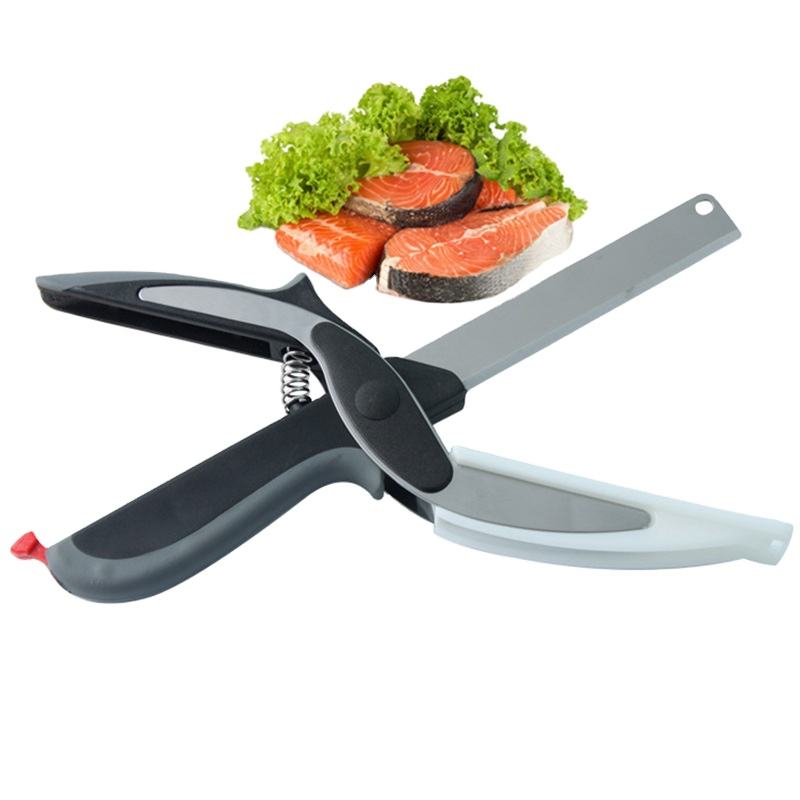 2in1 Clever Food Chopper Cutter | Smart Stainless Steel Knife with Built-in Cutting Board | Chops Fruits, Vegetables, & Meat