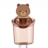 Cartoon Bear Bathroom Toothbrush Holder Cup | Wall Hanging Organizer