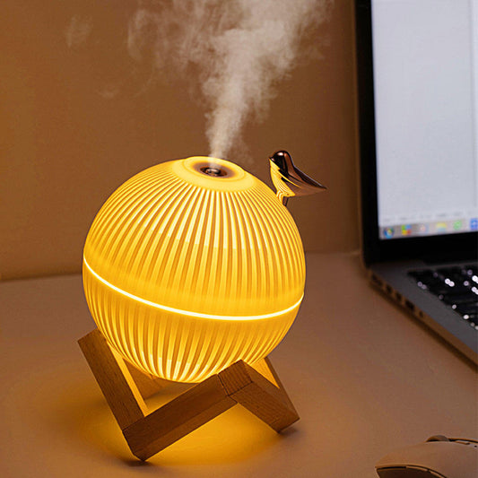 Lark Bird Ultrasonic Portable Air Humidifier Diffuser Maker Atomizer for Home/Office | 330ml USB Rechargeable with Wooden Stand