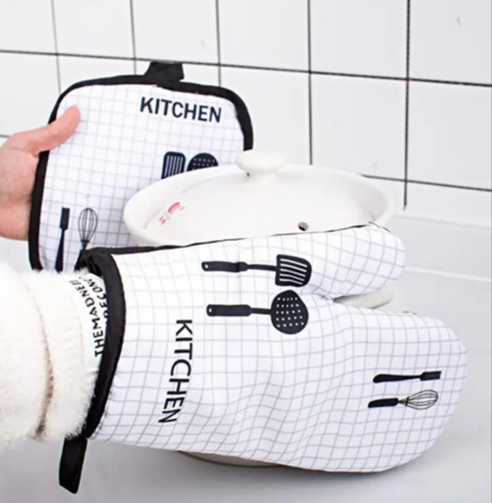 Kitchen  Mittens, Pot Rest Holder, and Towel for Cooking and Baking 3pcs Set