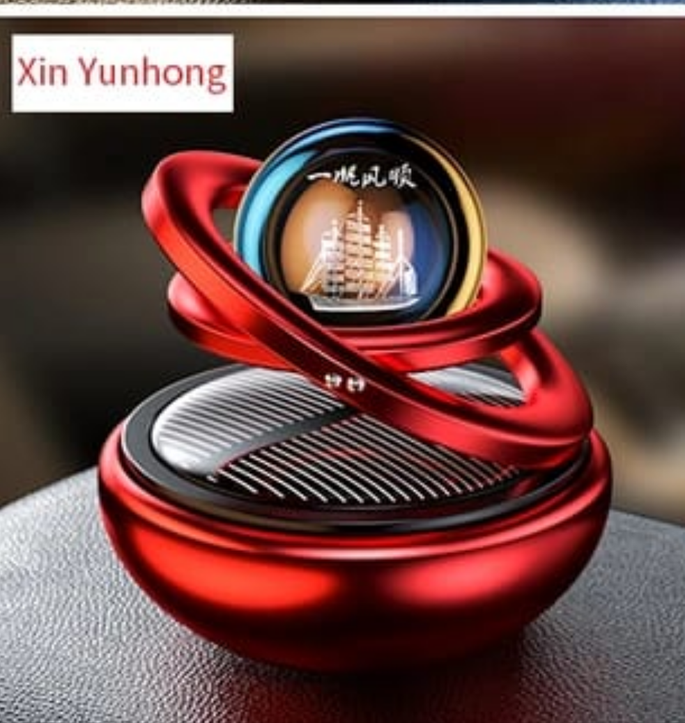 Solar Powered Rotating Car Air Freshener Dashboard Aromatherapy Diffuser for Interior, Available in Red, Black, Gold, Silver