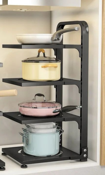 Adjustable Kitchen Storage Rack 3Tier & 4Tier, Carbon Black Steel, Freely Adjustable Shelving