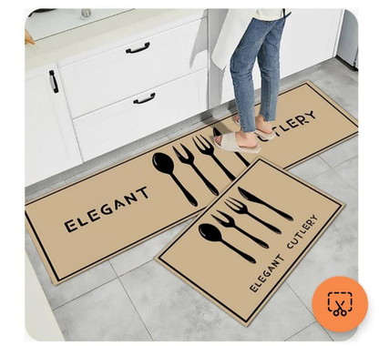 2 pcs Set,Kitchen Floor Mats, Kitchen Rugs,Non Slip, Different Sizes, Variety Floor Mats,45 cm *120cm + 45 cm * 80 cm,with  Rubber Bottom