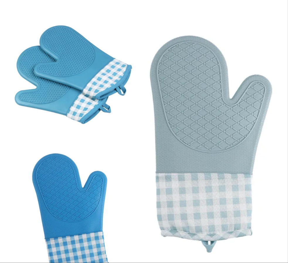 Silicon Oven Gloves (2pcs) | Insulated, Waterproof, Non Slip Design | 28cm x 18cm | Silicone Oven Gloves Heat Resistant, Non Slip Kitchen Mitts for Baking, Grilling, and Cooking