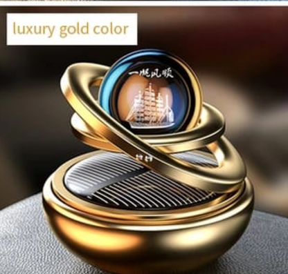 Solar Powered Rotating Car Air Freshener Dashboard Aromatherapy Diffuser for Interior, Available in Red, Black, Gold, Silver