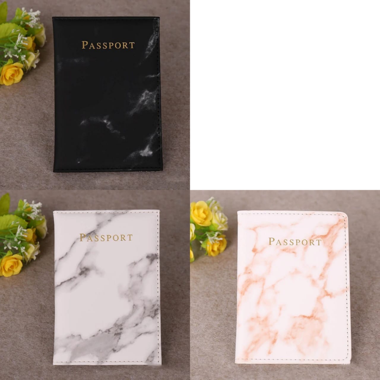 Leather Passport Cover with Marble Effect  Stylish and Durable Travel Accessory (20x14cm, Various Colors)