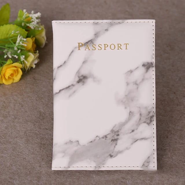 Leather Passport Cover with Marble Effect  Stylish and Durable Travel Accessory (20x14cm, Various Colors)