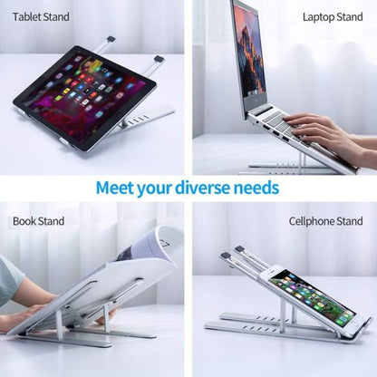 Creative Foldable Adjustable Laptop Stand Bracket  7 Angles, Non Slip, Supports Phones, Tablets, and Laptops (Up to 17 inches)