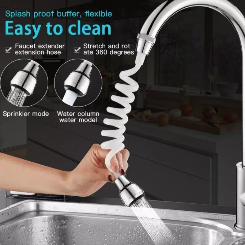 360° Kitchen Faucet Extender | White, Flexible Sink Tap Attachment for Easy Water Control