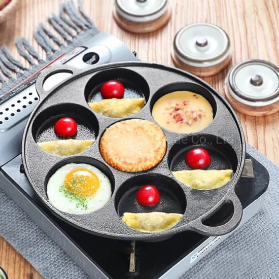 High Quality Die Cast Non Stick Induction 7 Slot Pancake & Cupcake Pan For Gas and Electric Cookers