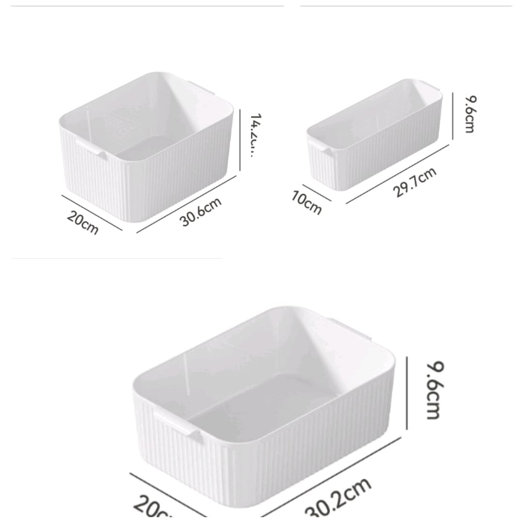 3Pcs Set Multipurpose Storage Boxes  Versatile Use for Kitchen, Fridge, Bathroom, Office (Food Grade PP Material)