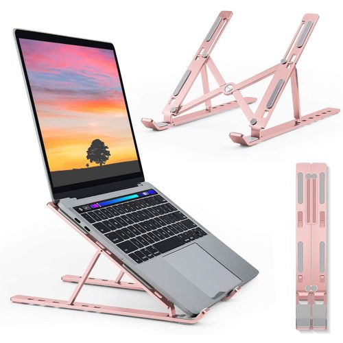 Furaha Finds creative foldable adjustable laptop stand bracket with 7 angles non slip base supports phones tablets and laptops up to 17 inches for ergonomic comfort and stability