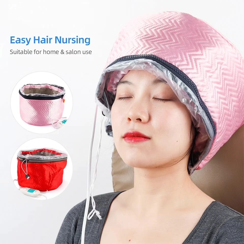 Hair Steamer Cap – Restocked! 3-Level Temperature Control, Waterproof & Portable Design (Pink, Red)