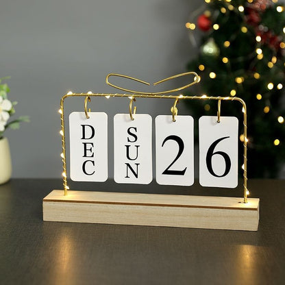 Stylish Desktop Calendar with Light | Modern Iron Material, Battery Powered for Home & Office Organization