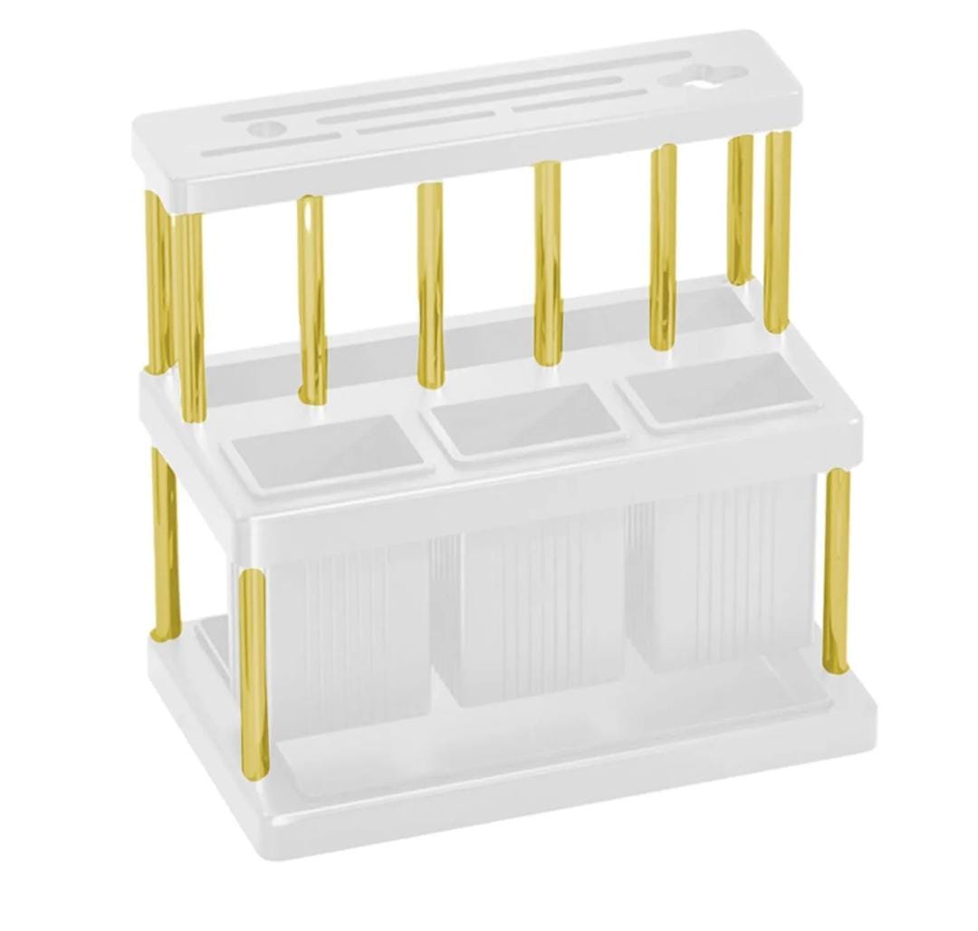 Kitchen Cutlery Holder  Multifunctional Utensil Storage Rack for Spoons, Forks, Knives (25x23x16cm, White|Green with Gold Stand)