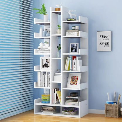 Large Storage Capacity Multipurpose Bookshelf | Bamboo, White | 169x51x19 cm