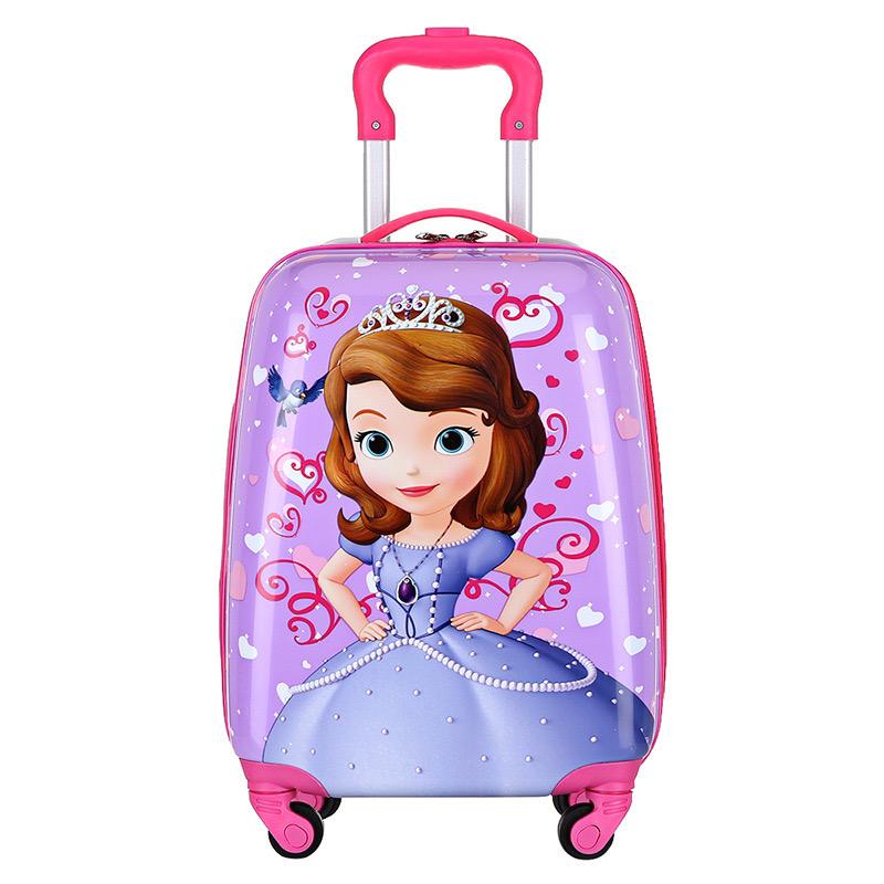 Cartoon Themed Kids Trolley Bags | Children’s Suitcase on Wheels | ABS+PC | 47x30x21 cm | Sofia, Frozen, Elsa, Mickey Mouse, Hello Kitty, Minnie Mouse