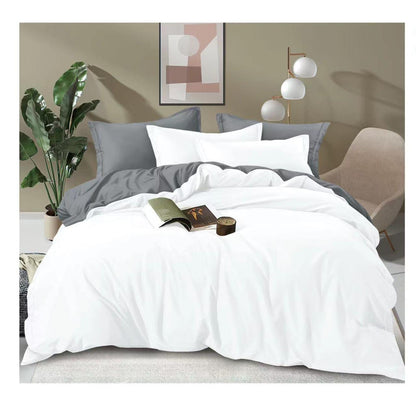 Plain Double Sided Color Cotton Duvet Cover Set | Includes Bedsheet & Pillowcases | Sizes 6x6 & 5x6 ft