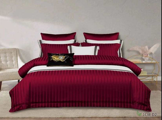 Luxury Cotton Satin Striped Duvet Cover Set | Soft & Elegant Bedding | Sizes 6x6, 6x7, 7x8