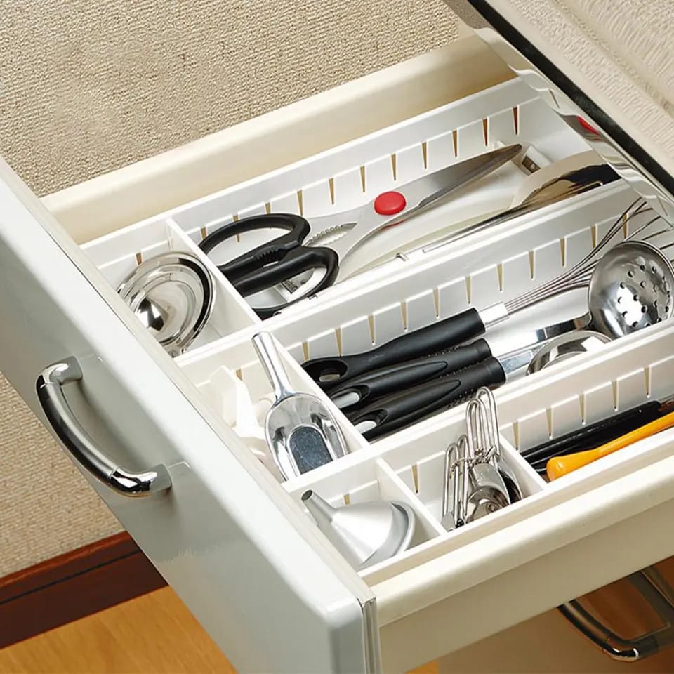 Adjustable Drawer Storage Box Multipurpose Plastic Organizer with Dividers (Big: 35x12x5cm, Small: 35x8x6cm)