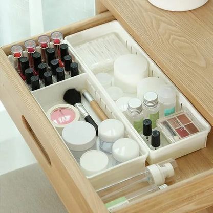 Adjustable Drawer Storage Box Multipurpose Plastic Organizer with Dividers (Big: 35x12x5cm, Small: 35x8x6cm)