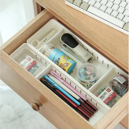 Adjustable Drawer Storage Box Multipurpose Plastic Organizer with Dividers (Big: 35x12x5cm, Small: 35x8x6cm)