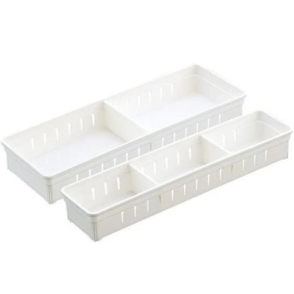 Adjustable Drawer Storage Box Multipurpose Plastic Organizer with Dividers (Big: 35x12x5cm, Small: 35x8x6cm)