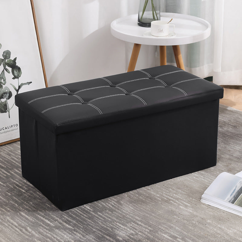 Leather Ottoman Storage Box | Large Capacity | Waterproof Base | Available in Black and Brown