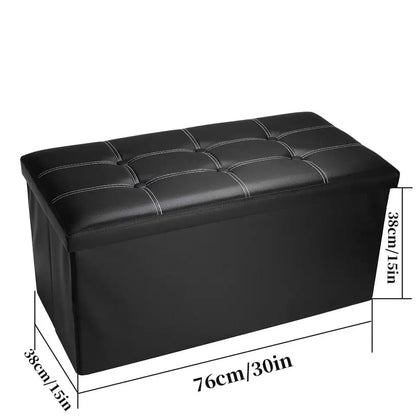 Leather Ottoman Storage Box | Large Capacity | Waterproof Base | Available in Black and Brown