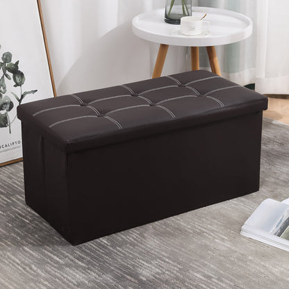 Leather Ottoman Storage Box | Large Capacity | Waterproof Base | Available in Black and Brown