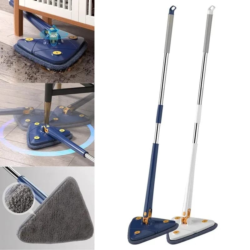 Triangle 360° Rotatable Extendable Cleaning Mop Adjustable Microfiber Mop for Tubs, Tile Floors, Walls & Ceilings