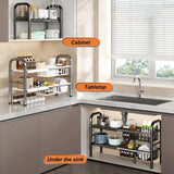 Under the Sink Adjustable 2 Tier Rack  Multifunctional Kitchen & Bathroom Storage, 53*88cm Adjustable