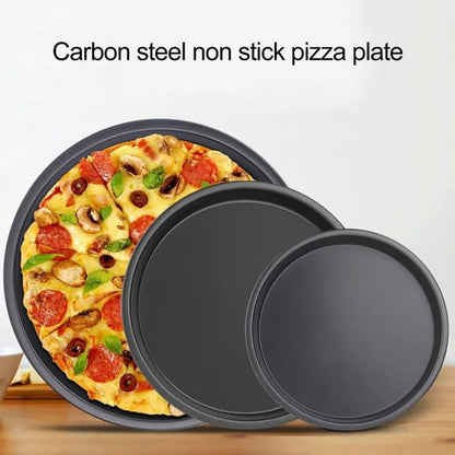 3Piece NonStick Pizza Pan Set | Carbon Steel | 24cm, 26cm, 28cm | Durable & Easy Handling