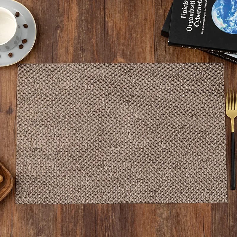 Non Slip Fabric Vinyl 6 piece Table Mats Set | Casual & Formal Dining Room Setting