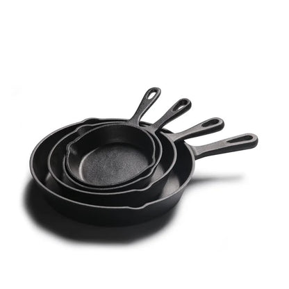 4 Piece Cast Iron Skillet Set | Heavy Gauge Durable Pans | Pre Seasoned for Frying, Baking & Searing | 11.5 cm, 17 cm, 21 cm, and 27 cm