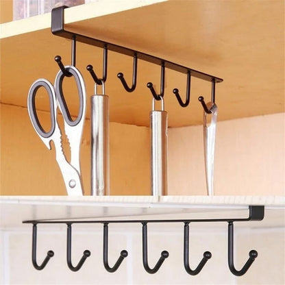 12 Hook Under Shelf Storage ,Mug and Cup Storage, Utensils Holder,Key Hanger,Anti Rust, Heavy Duty Hanger,Shelf Wardrobe,Black,White