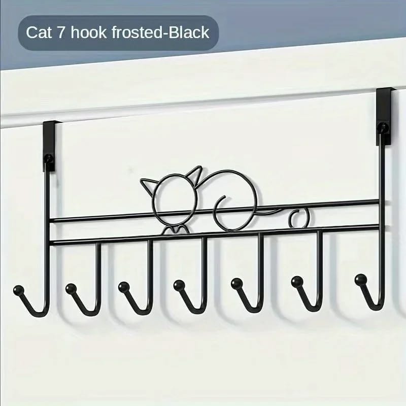 New Design Over the Door Hanger 7 Strong Iron Hooks for Coats, Bags, Clothes, and Belts