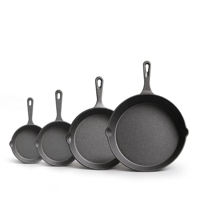 4 Piece Cast Iron Skillet Set | Heavy Gauge Durable Pans | Pre Seasoned for Frying, Baking & Searing | 11.5 cm, 17 cm, 21 cm, and 27 cm