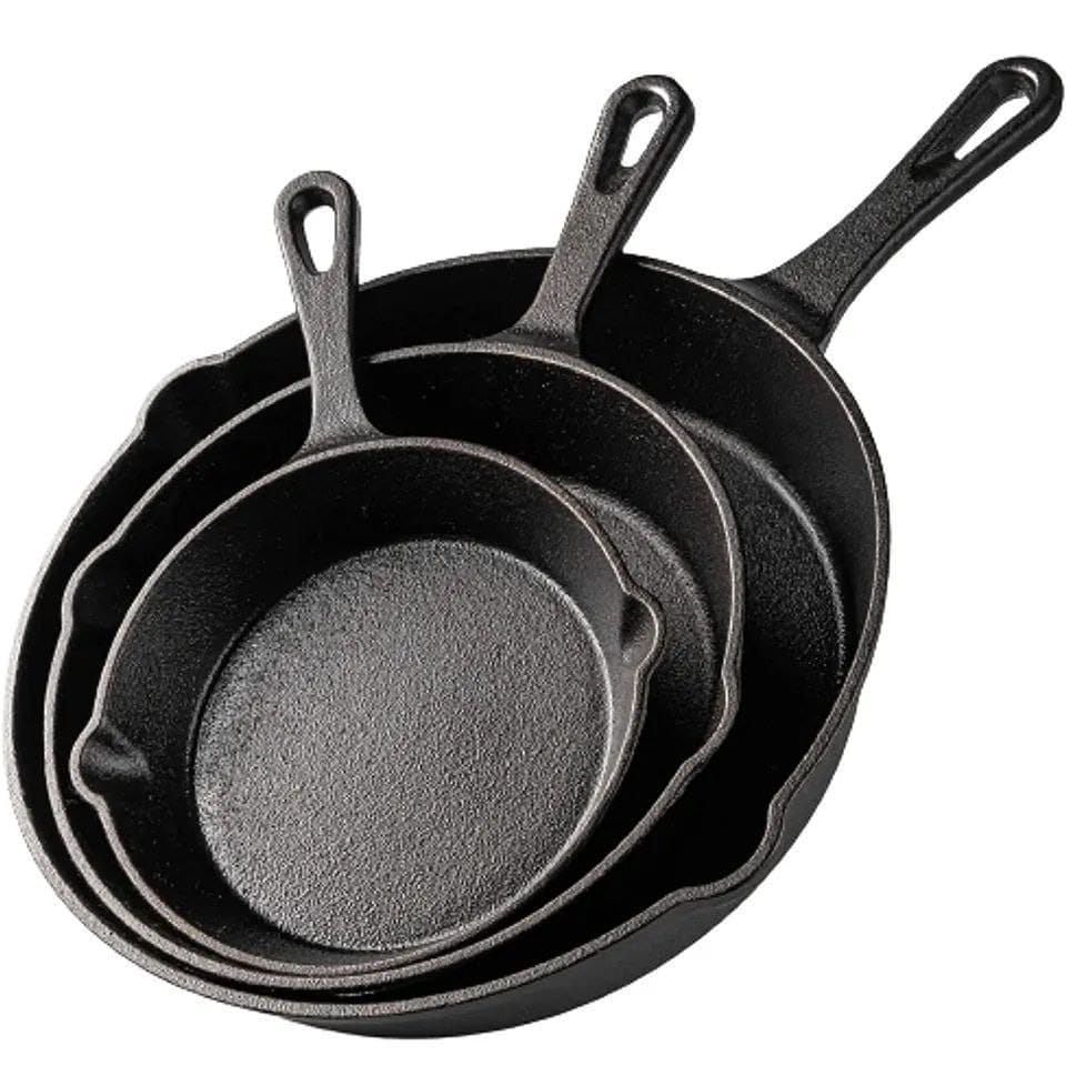 4 Piece Cast Iron Skillet Set | Heavy Gauge Durable Pans | Pre Seasoned for Frying, Baking & Searing | 11.5 cm, 17 cm, 21 cm, and 27 cm