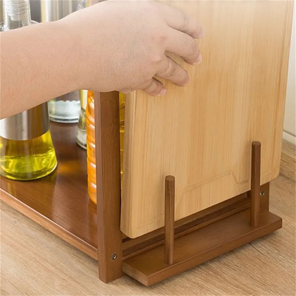 Multilayer Microwave & Multipurpose Stand Storage Shelf with Hanging Hooks & Chopping Board Holder, Strong & Durable Organizer