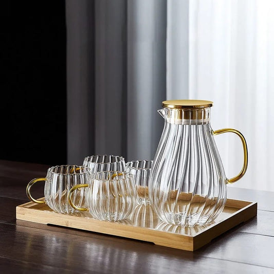 9-piece Stripped/Pumpkin Transparent Teapot/Coffee/Juice/Lemonade Jug Set