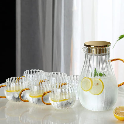 9-piece Stripped/Pumpkin Transparent Teapot/Coffee/Juice/Lemonade Jug Set