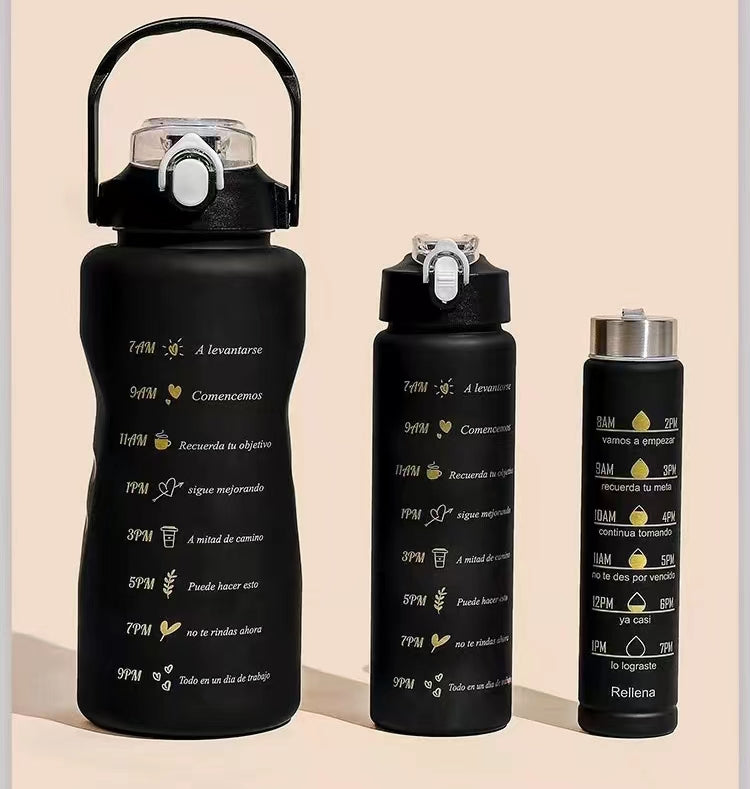 3 in 1 Motivational Water Bottle – 2L, 800ml, 300ml Capacity for Hydration on the Go