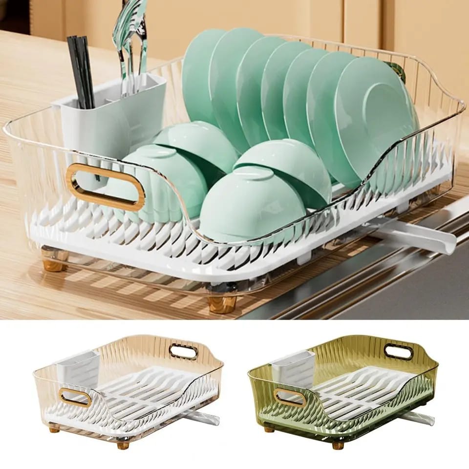 Multifunction Drainer with Automatic Draining Large Capacity Storage for Utensils, Fruits, and Vegetables