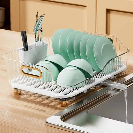 Multifunction Drainer with Automatic Draining Large Capacity Storage for Utensils, Fruits, and Vegetables